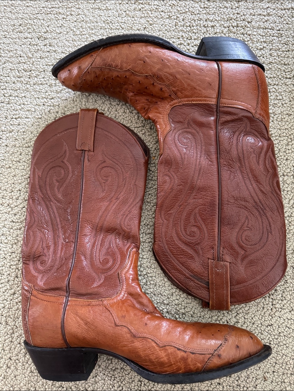Tony Lama CY 907 Vintage Men's Genuine Ostrich Cowboy Boots Made in USA ~ 8 1/2D
